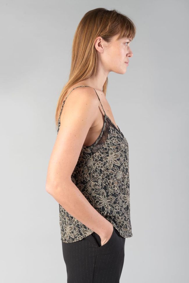 Caraco Elinor noir à motif fleuri