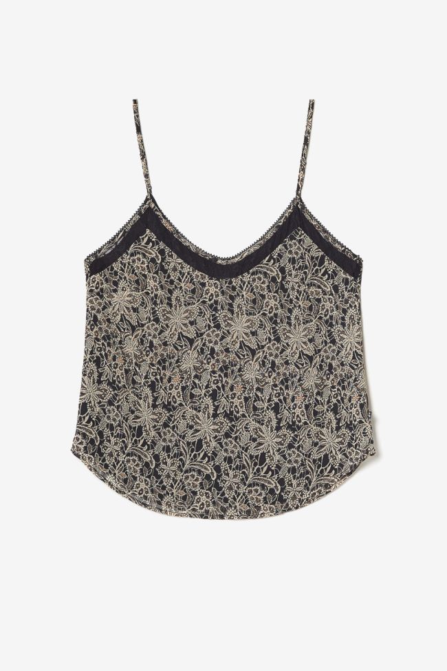 Caraco Elinor noir à motif fleuri