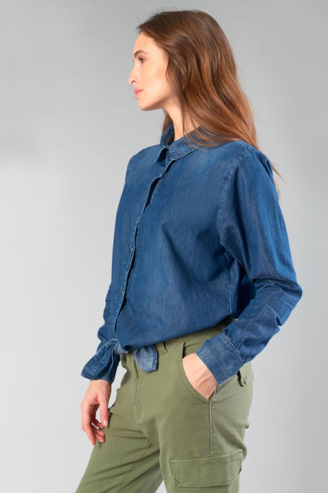 Chemise courte Felixa en jeans bleu