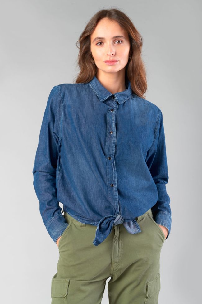 Chemise courte Felixa en jeans bleu