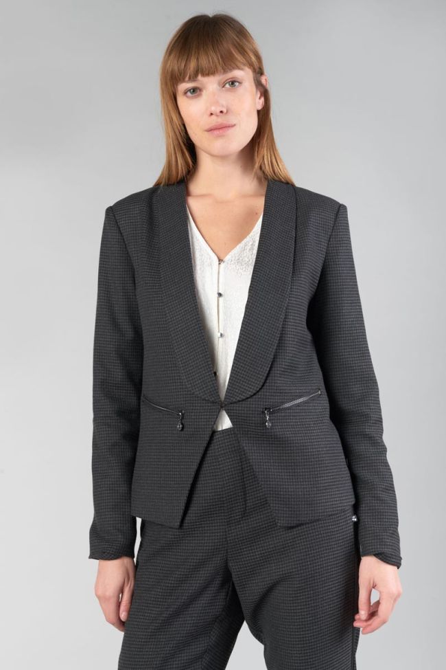 Veste blazer Helmie gris à motif pied de poule