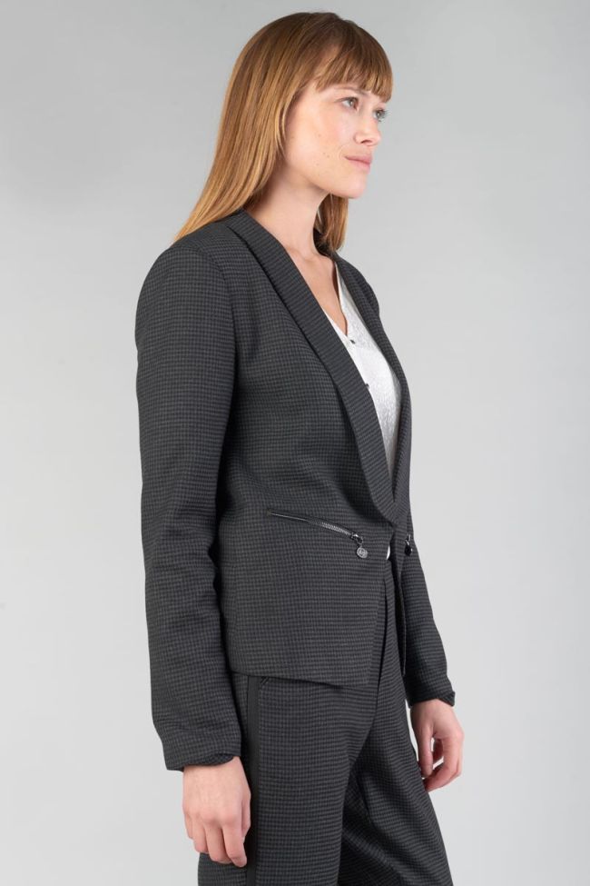 Veste blazer Helmie gris à motif pied de poule