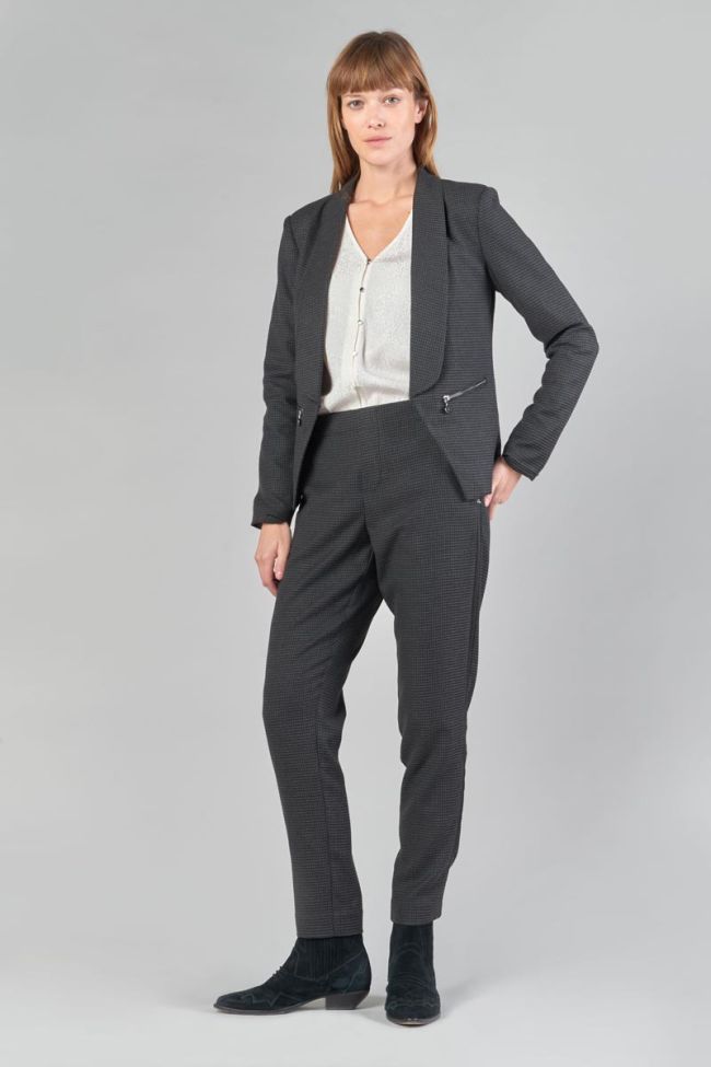 Veste blazer Helmie gris à motif pied de poule