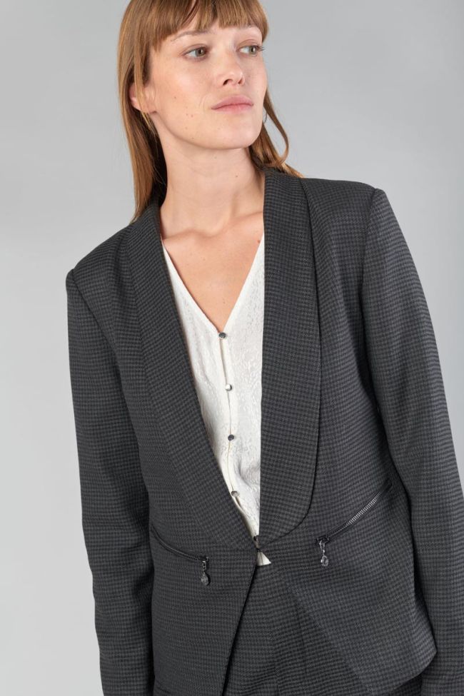 Veste blazer Helmie gris à motif pied de poule
