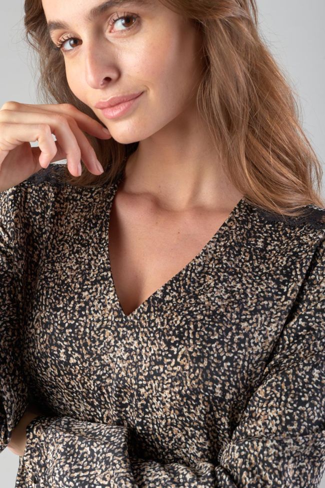 Robe Huerta noire à motif