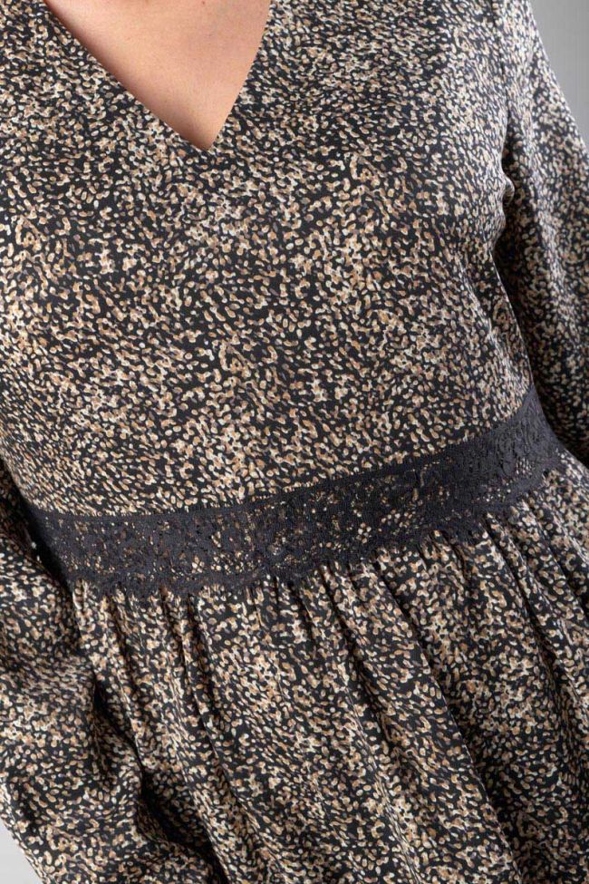 Robe Huerta noire à motif