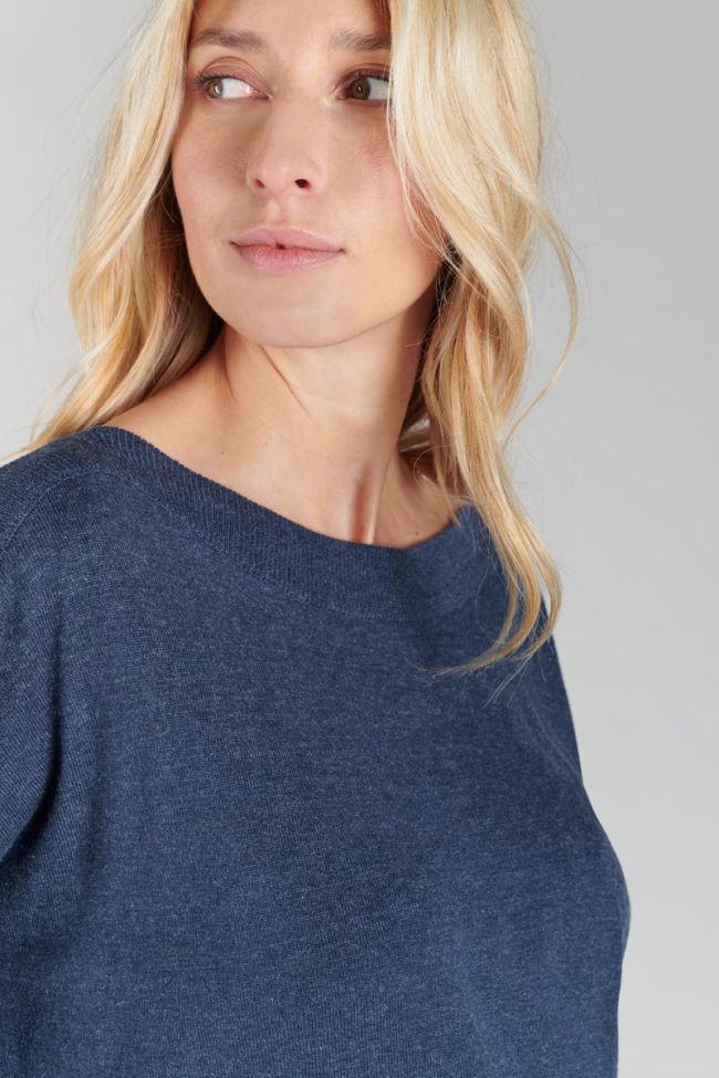 Pull Ksenia en laine alpaga mélangée bleu chiné