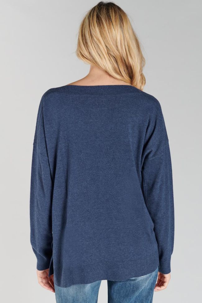 Pull Ksenia en laine alpaga mélangée bleu chiné