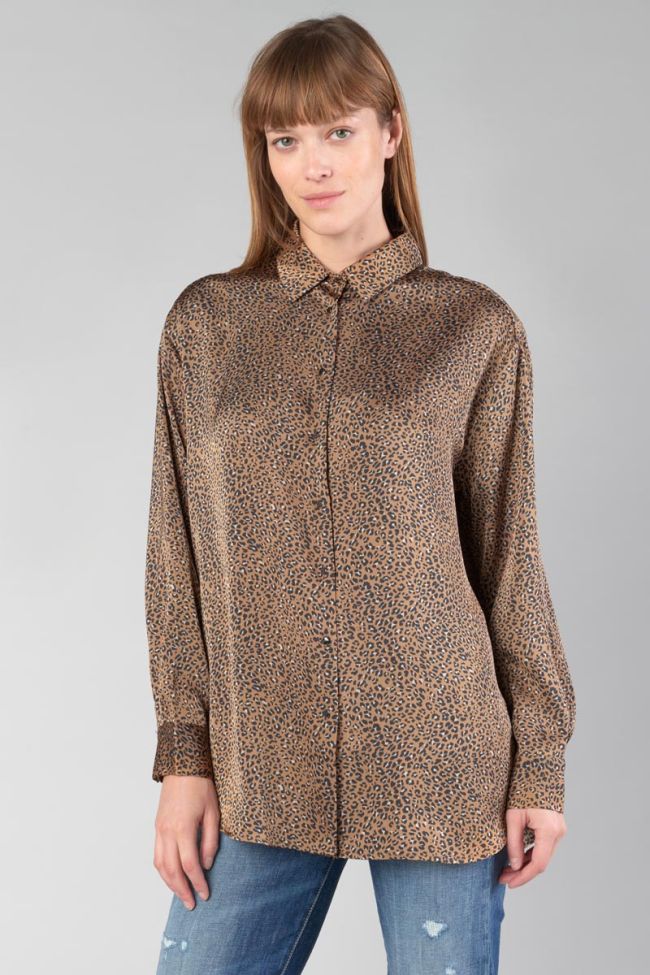 Chemise Liris à motif léopard marron latte