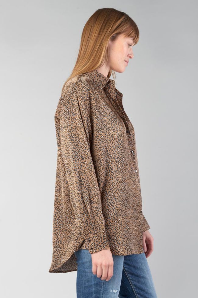 Chemise Liris à motif léopard marron latte
