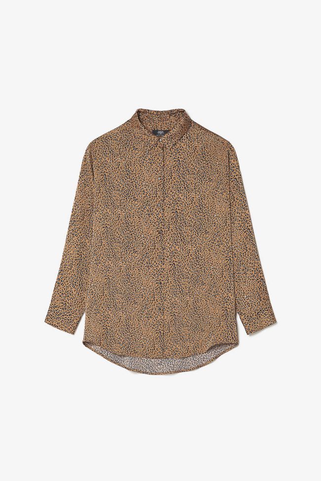 Chemise Liris à motif léopard marron latte