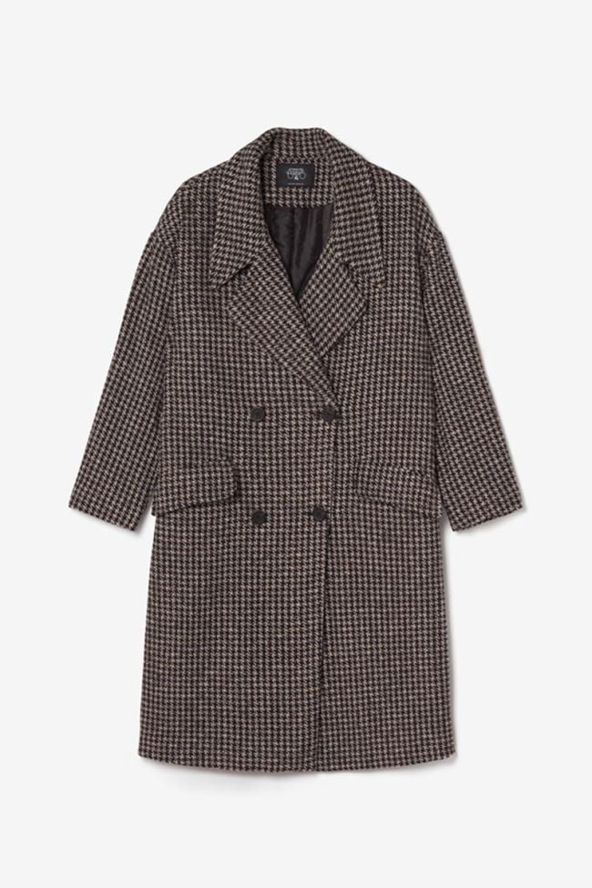 Manteau long Micha à motif pied de poule marron