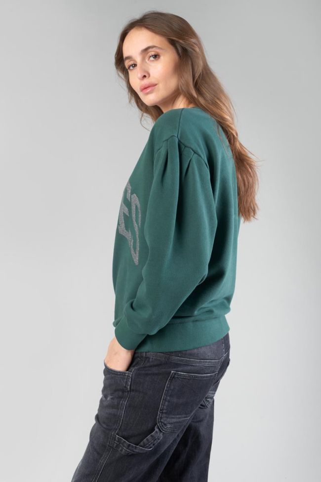 Sweat Moa vert bouteille imprimé