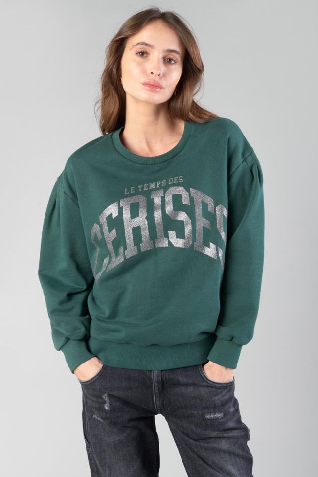 Sweat Moa vert bouteille imprimé