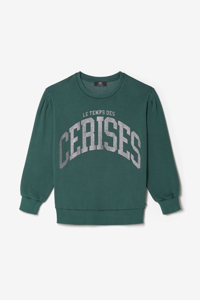 Sweat Moa vert bouteille imprimé