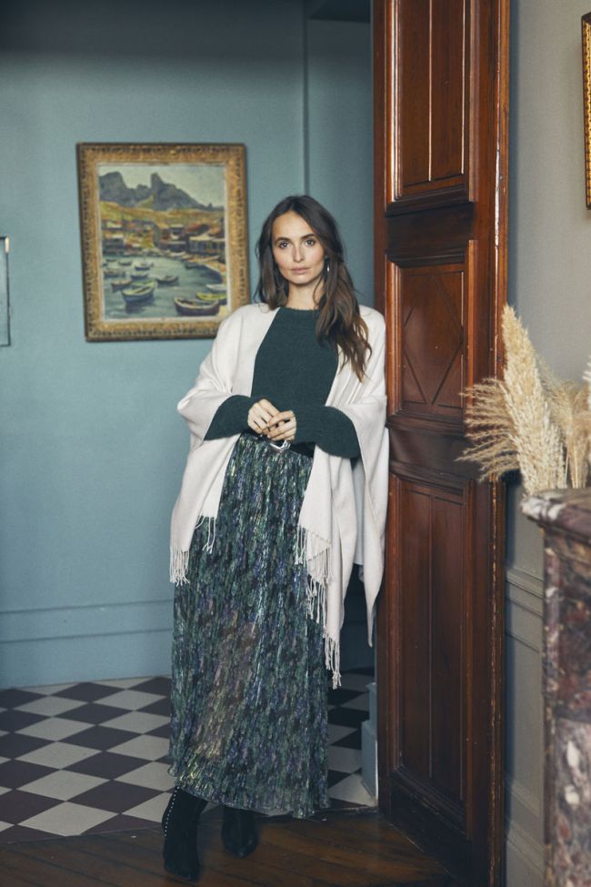 Poncho Pili beige crème