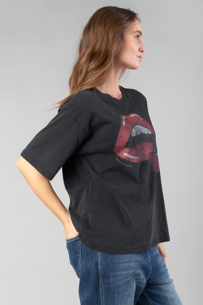 T-shirt Tamita noir délavé imprimé