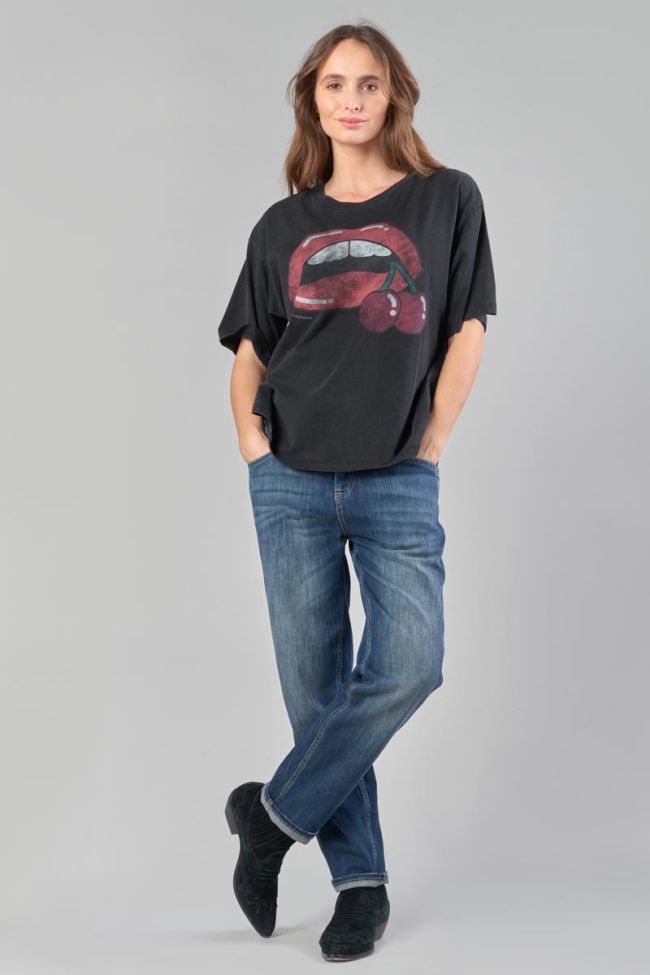 T-shirt Tamita noir délavé imprimé