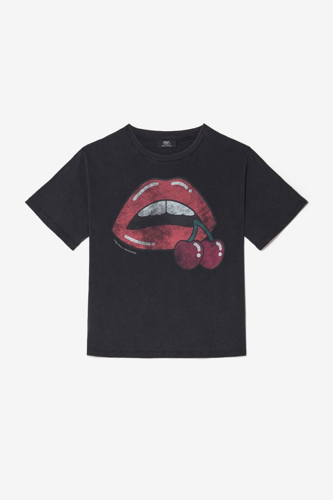 T-shirt Tamita noir délavé imprimé