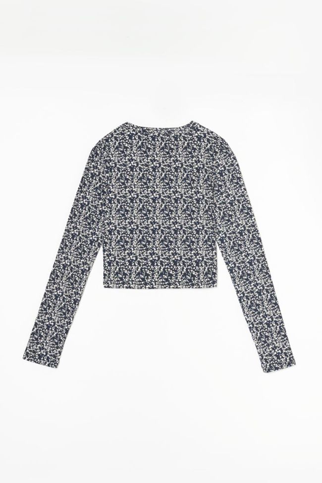 Cardigan Alvagi à motif floral bleu nuit et blanc