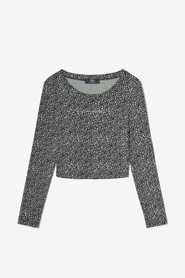 Crop top Besgi à motif léopard vert