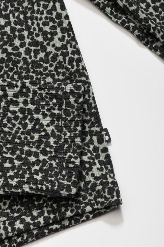 Crop top Besgi à motif léopard vert