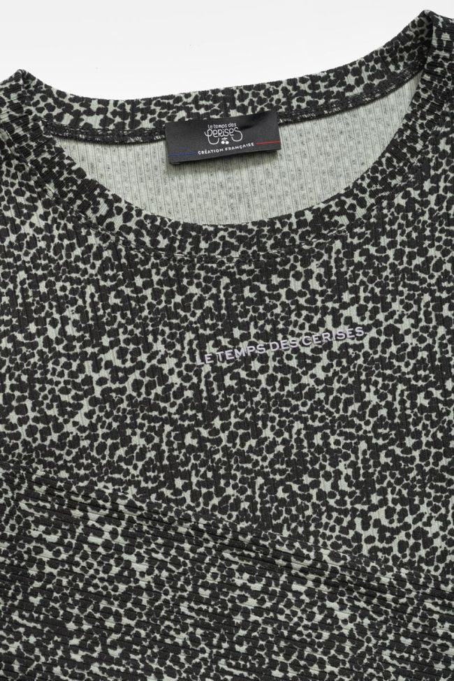 Crop top Besgi à motif léopard vert