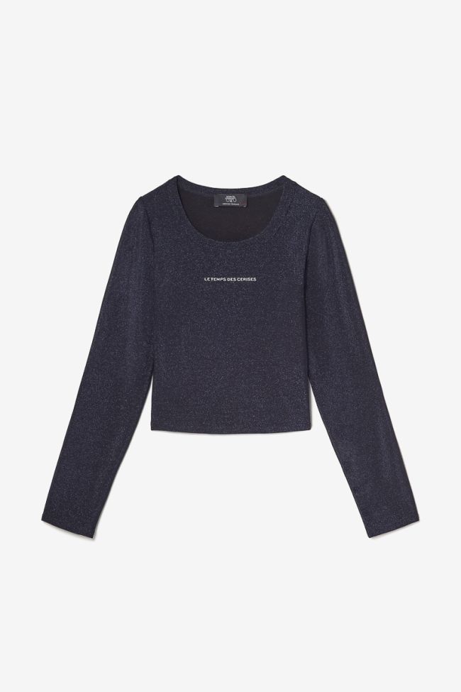 Crop top Floragi bleu nuit irisé