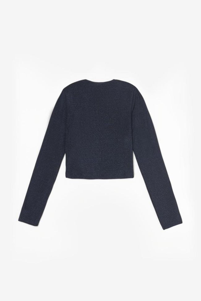 Crop top Floragi bleu nuit irisé