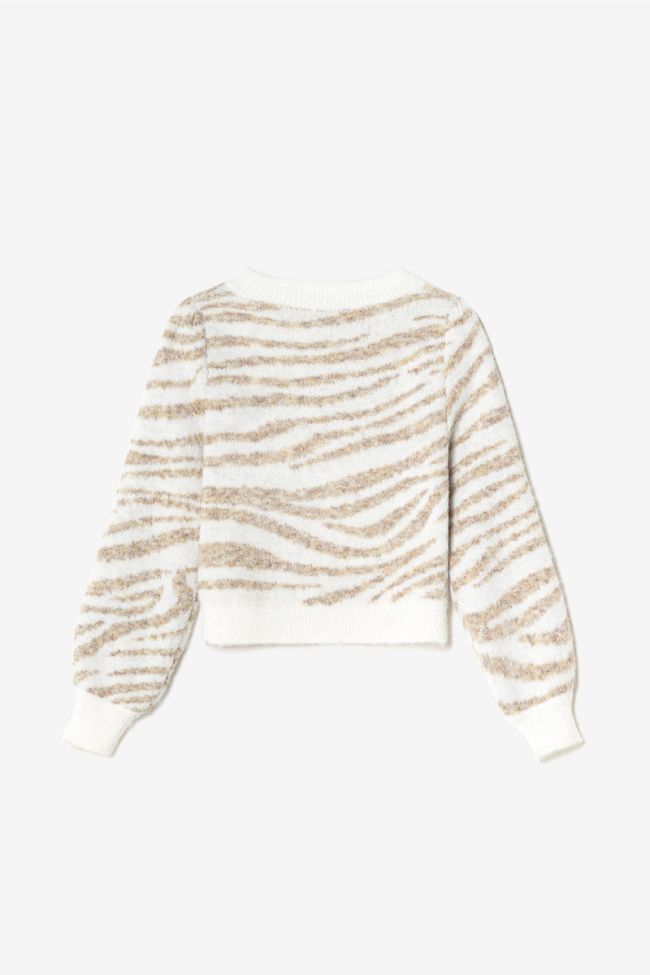Cardigan Karelgi ivoire à motif zébré
