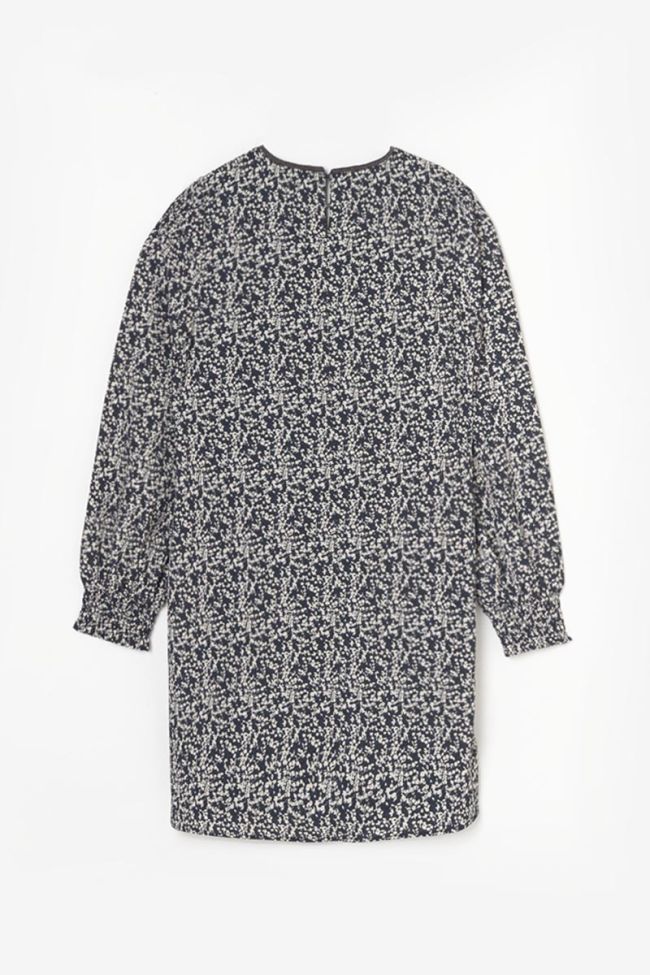 Robe Meyagi à motif floral bleu nuit et blanc