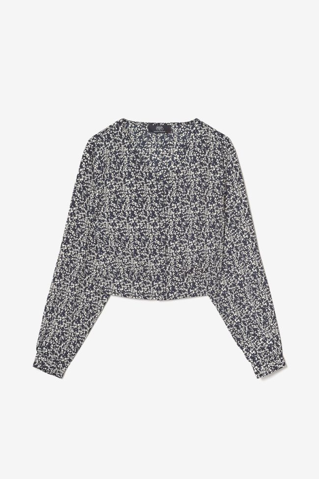 Chemise Mileagi à motif floral bleu nuit et blanc