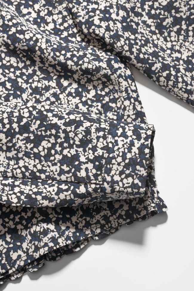 Chemise Mileagi à motif floral bleu nuit et blanc