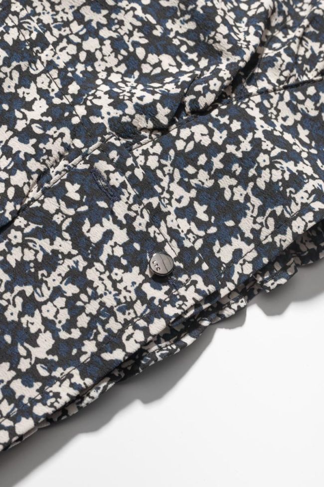Chemise Mileagi à motif floral bleu nuit et blanc
