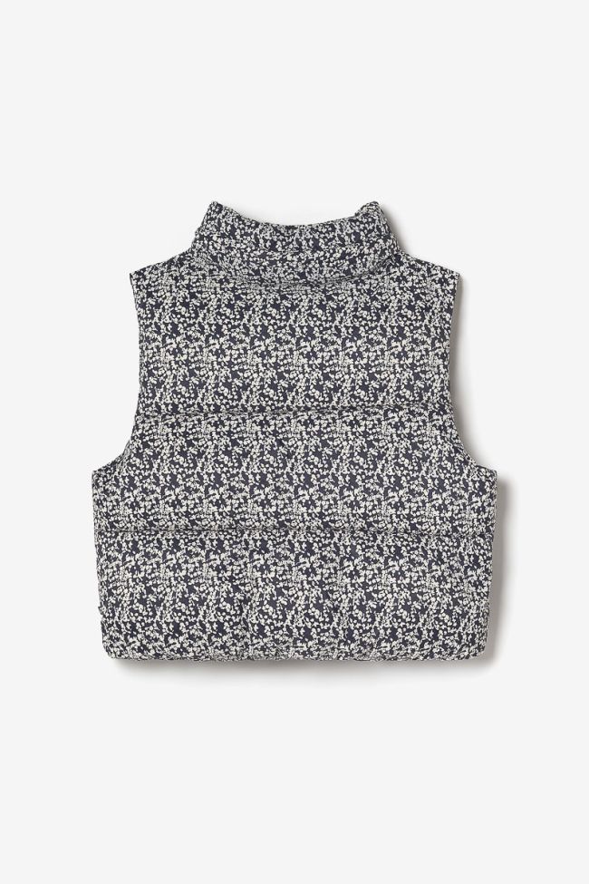 Doudoune sans manches Wynagi à motif floral bleu nuit et blanc