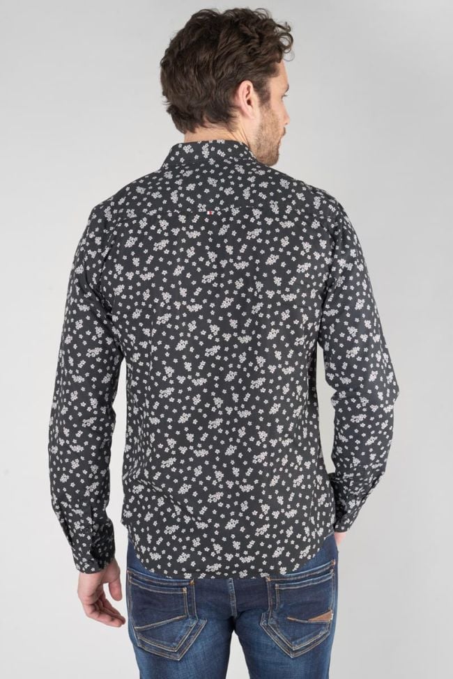 Chemise Cesal noire à motif fleuri