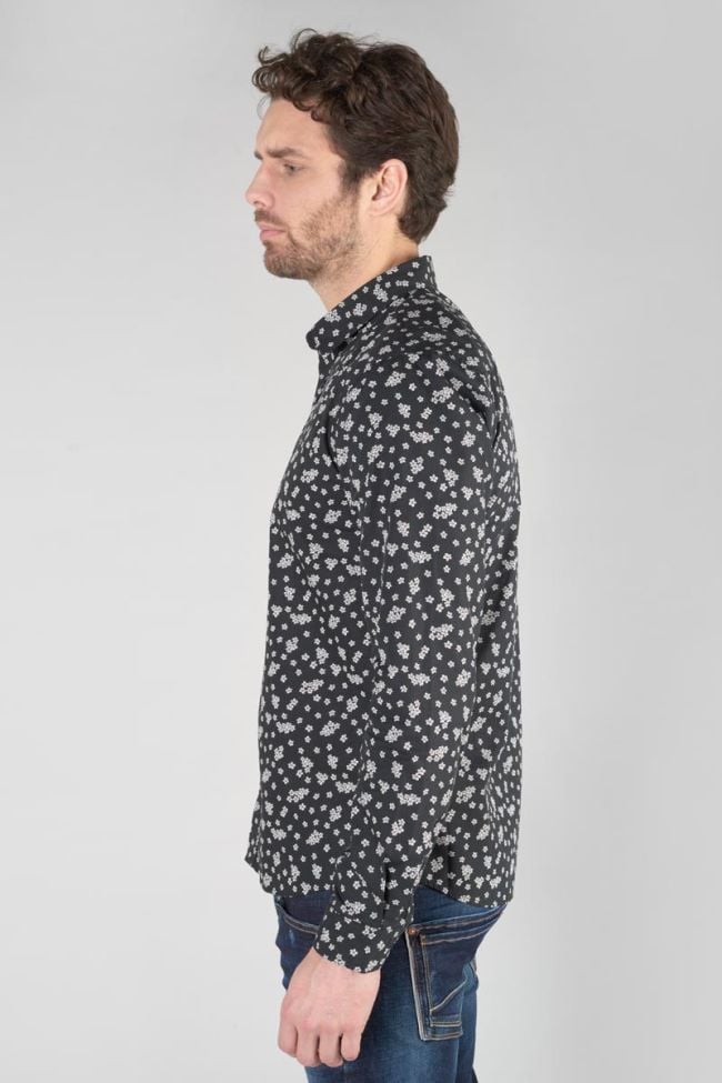 Chemise Cesal noire à motif fleuri