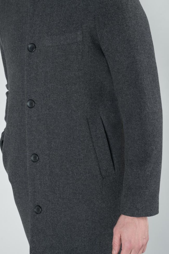Manteau mi-long Dores à chevrons gris