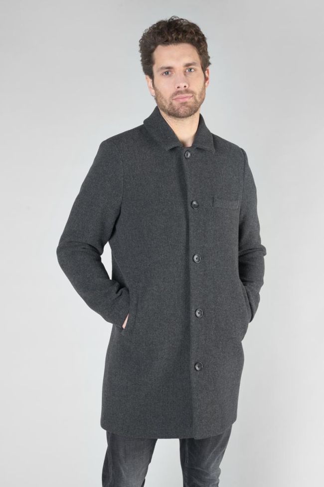 Manteau mi-long Dores à chevrons gris
