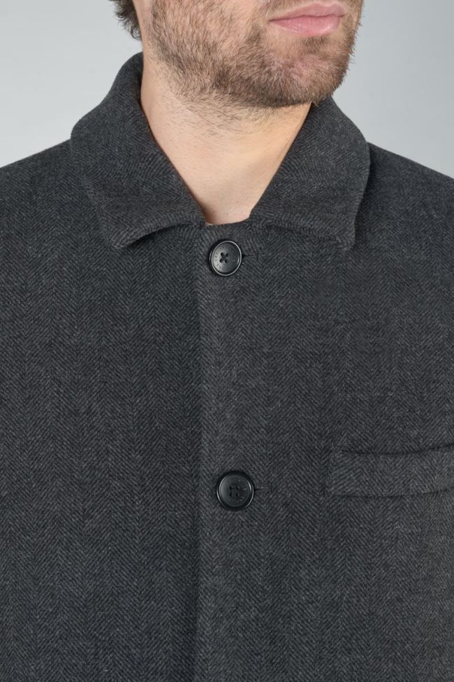 Manteau mi-long Dores à chevrons gris