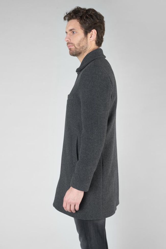 Manteau mi-long Dores à chevrons gris