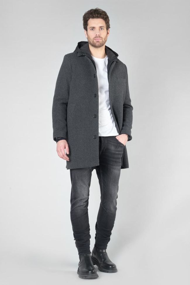 Manteau mi-long Dores à chevrons gris