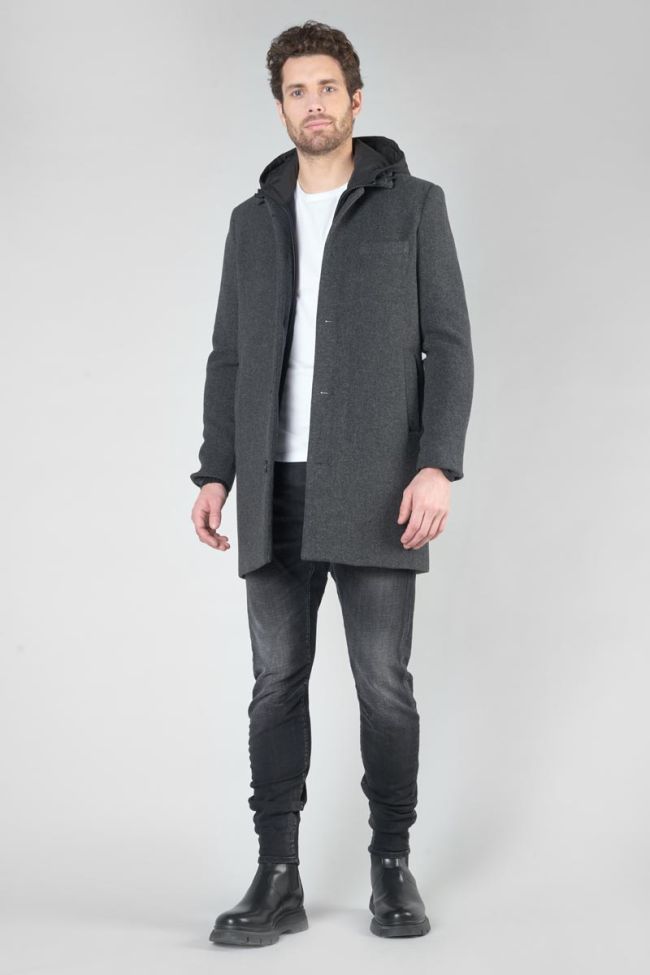 Manteau mi-long Dores à chevrons gris