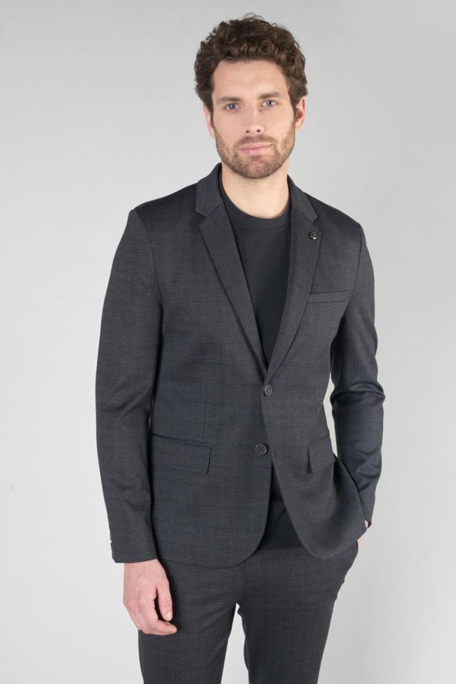 Blazer Natice gris foncé à carreaux