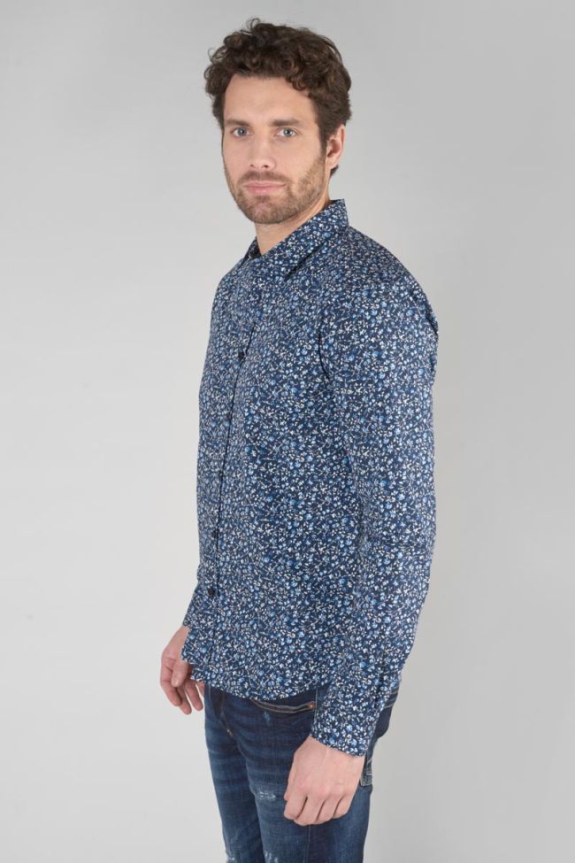 Chemise Nobel bleu marine à motif fleuri
