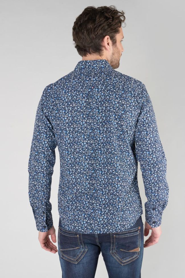 Chemise Nobel bleu marine à motif fleuri
