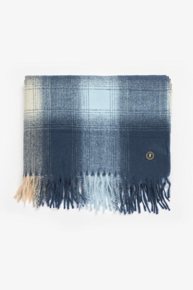 Echarpe Rivel à carreaux bleu marine et beige