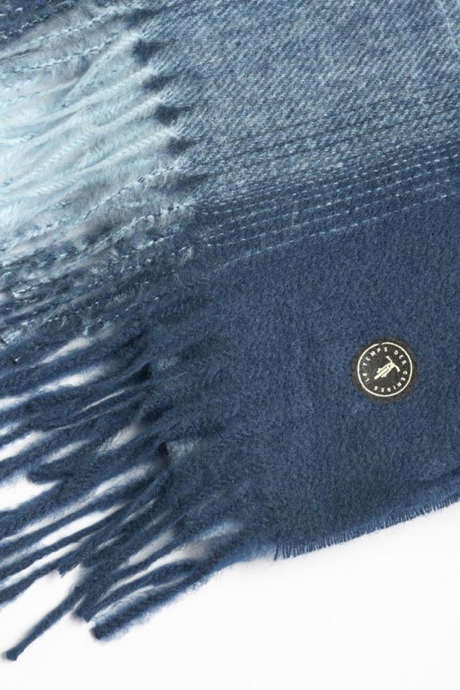 Echarpe Rivel à carreaux bleu marine et beige