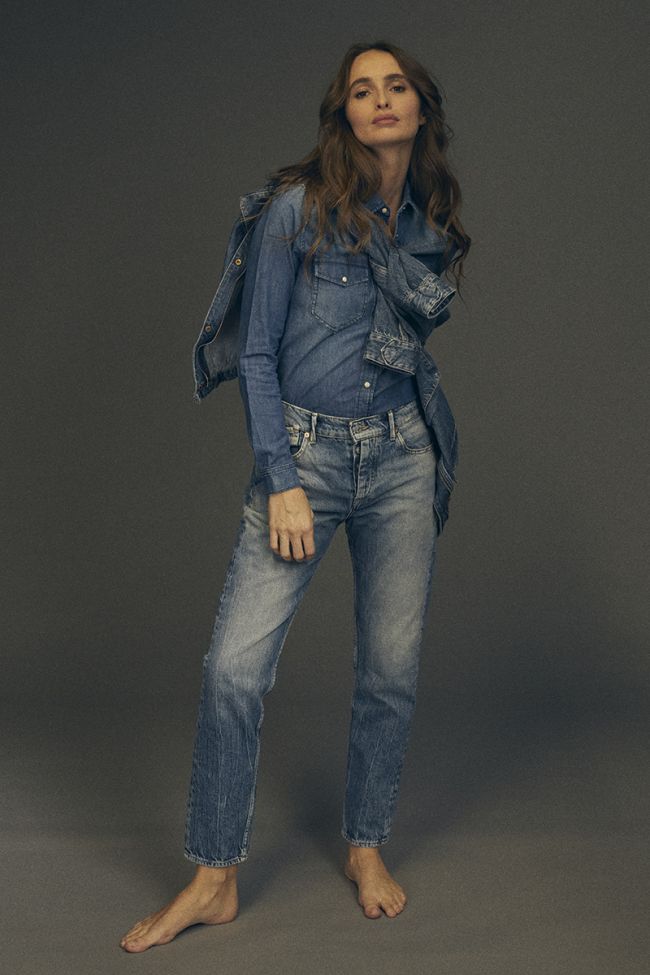 Jeans 400/20 mom Basic taille haute 7/8ème bleu N°4