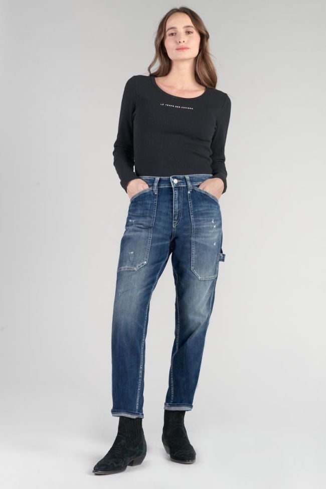 Jeans 400/60 girlfriend Union taille haute 7/8ème destroy bleu N°3